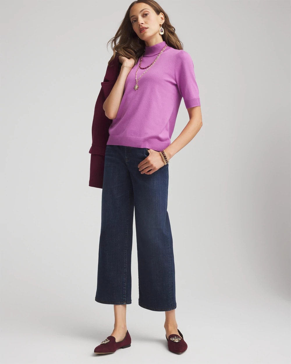 Ella Elbow Sleeve Mockneck Sweater