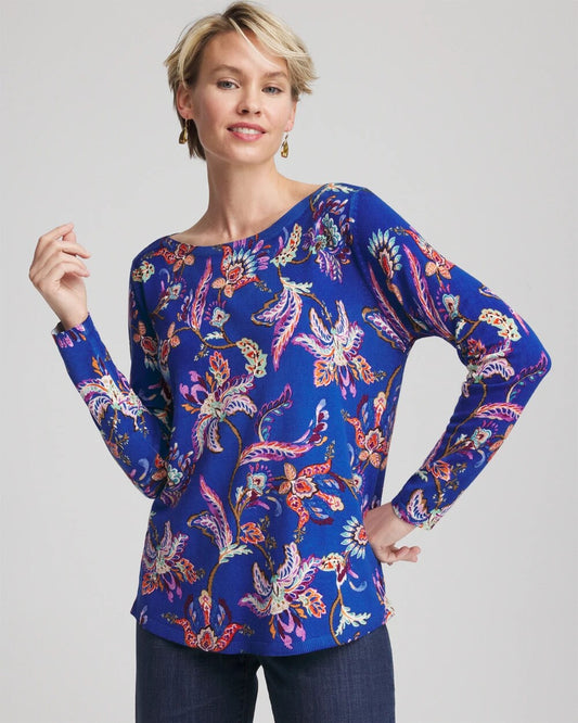 Ella Boatneck Printed Pullover Sweater