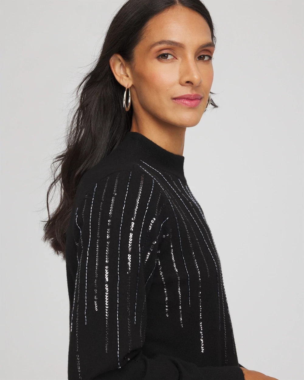 Embellished Mockneck Sweater
