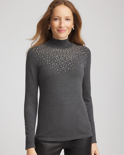 Ella Rhinestone Mockneck Sweater