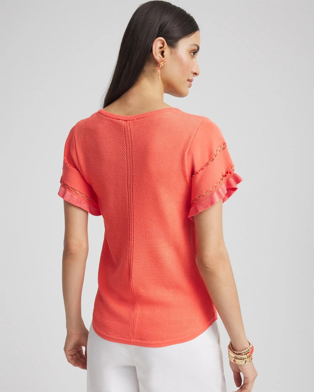 Cutout Short-Sleeved Pullover Sweater