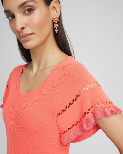 Cutout Short-Sleeved Pullover Sweater