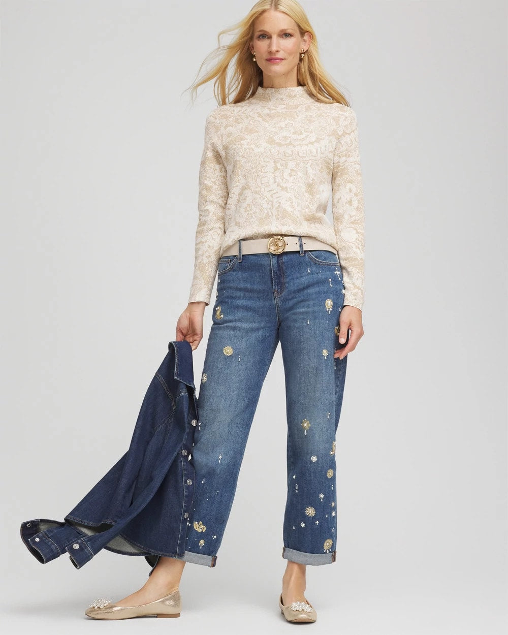Ella Jacquard Mockneck Sweater