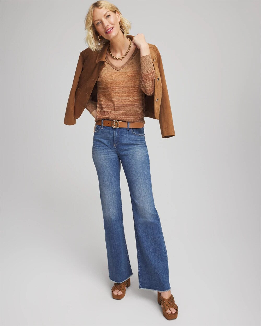 Ombre Metallic Pullover Sweater