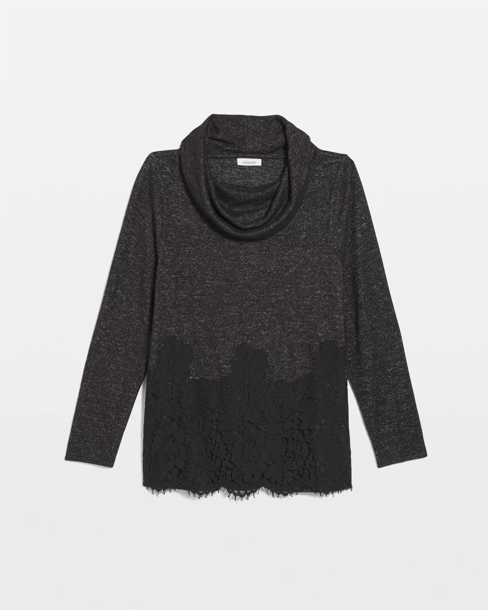 Lace Hem Cowlneck Top