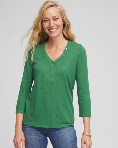 Slub Splitneck Button Tee