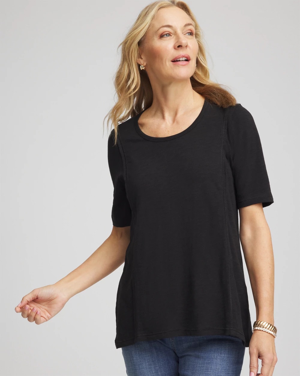 Slub Paneled Elbow Tee