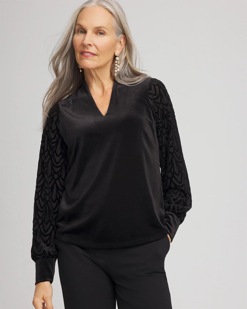 Art Deco Velvet Burnout Top