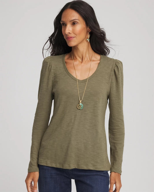 Slub Puff-Sleeve Tee