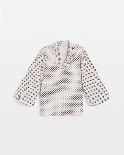 Bubble-Sleeve Smocked Top