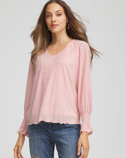 Crinkle Bodre Voop Neck Top