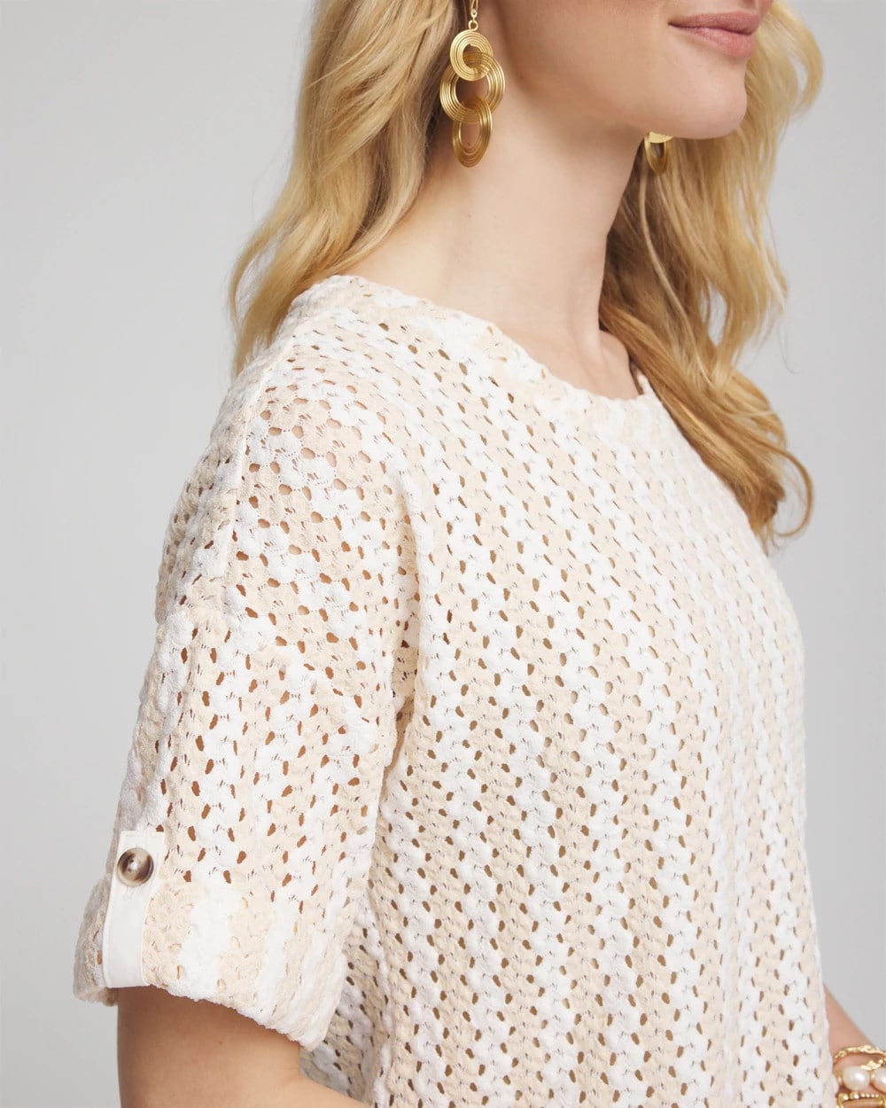Textured Roll Cuff Tee