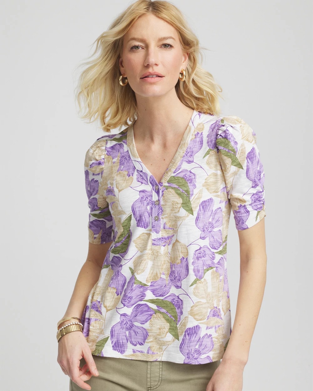 Floral Slub Henley Tee