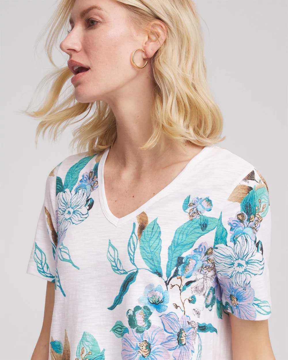 Floral Short Sleeve Forward-Seam Tee