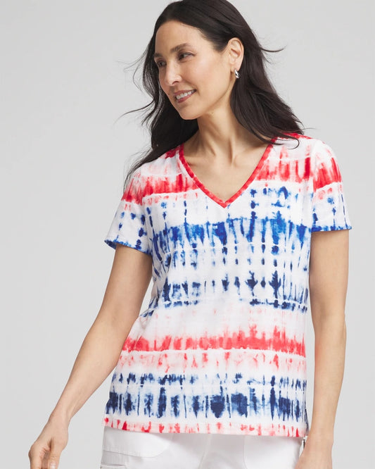 Zenergy® Americana Tie-dye V-Neck Tee