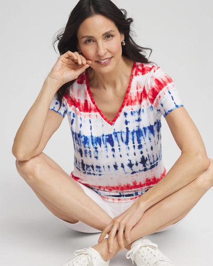 Zenergy® Americana Tie-dye V-Neck Tee