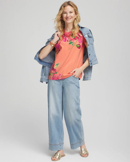 Floral Cap-Sleeve Tee