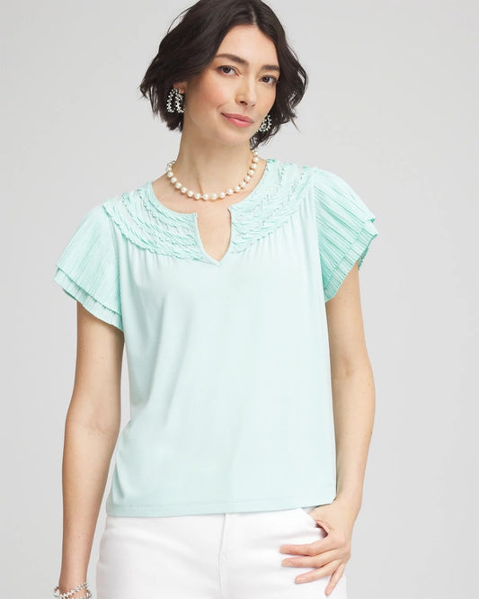 Touch of Cool™ Layered Pleated Flutter Tee