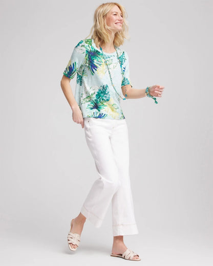 Island Print Slub Short-Sleeve Tee