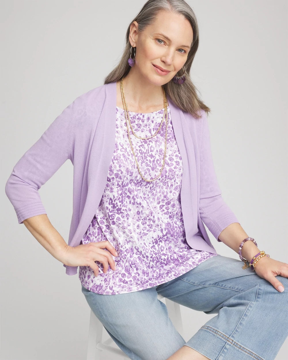 Animal Print Bateau-Neck Pima Tee