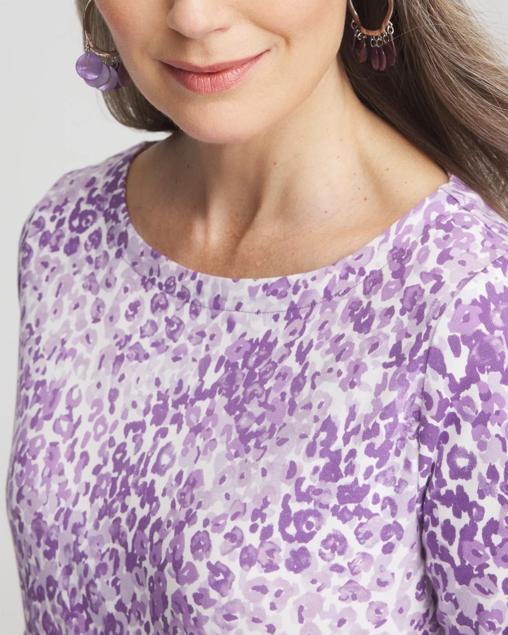 Animal Print Bateau-Neck Pima Tee