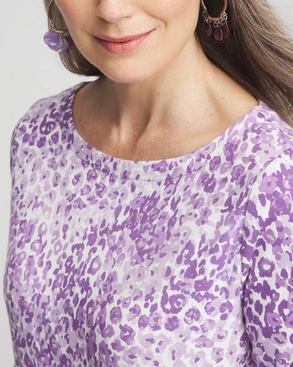 Animal Print Bateau-Neck Pima Tee