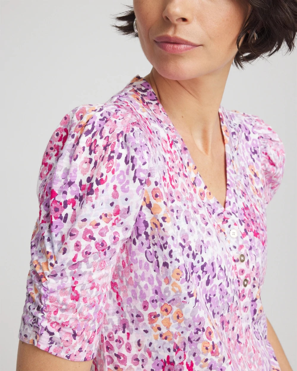 Animal Print Slub Henley Tee