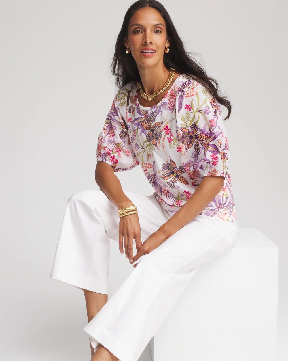 Floral Dolman Sleeve Knit Top