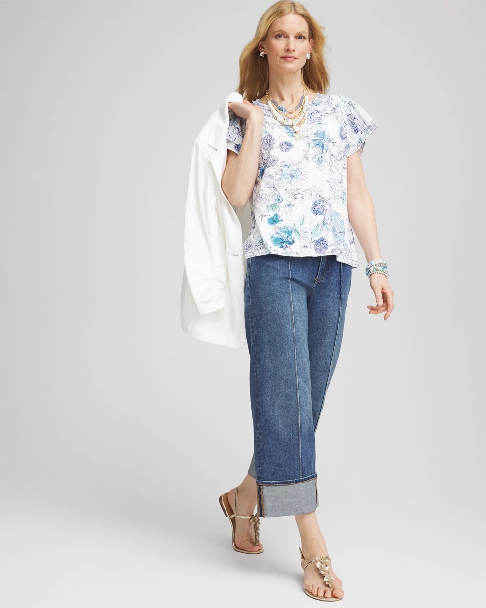 Touch of Cool™ Floral Flutter Sleeve Tee