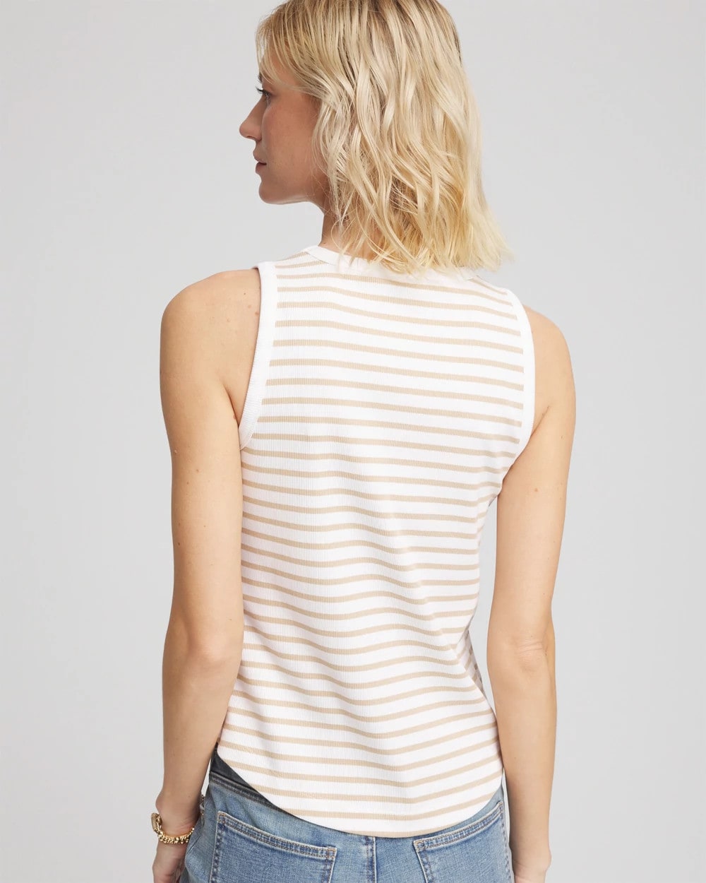 Striped Ribbed High-Neck Tank
