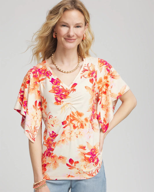 Touch of Cool™ Handkerchief-Sleeve V-Neck Tee