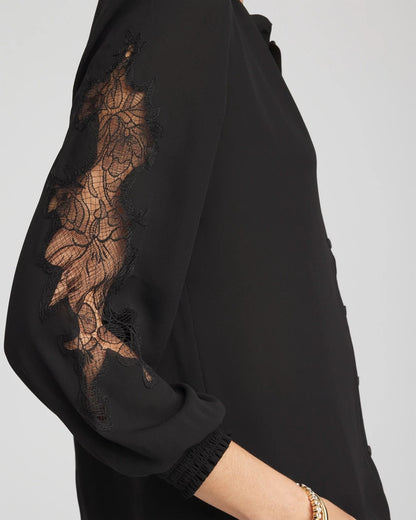 Crepe Banded Collar Blouse