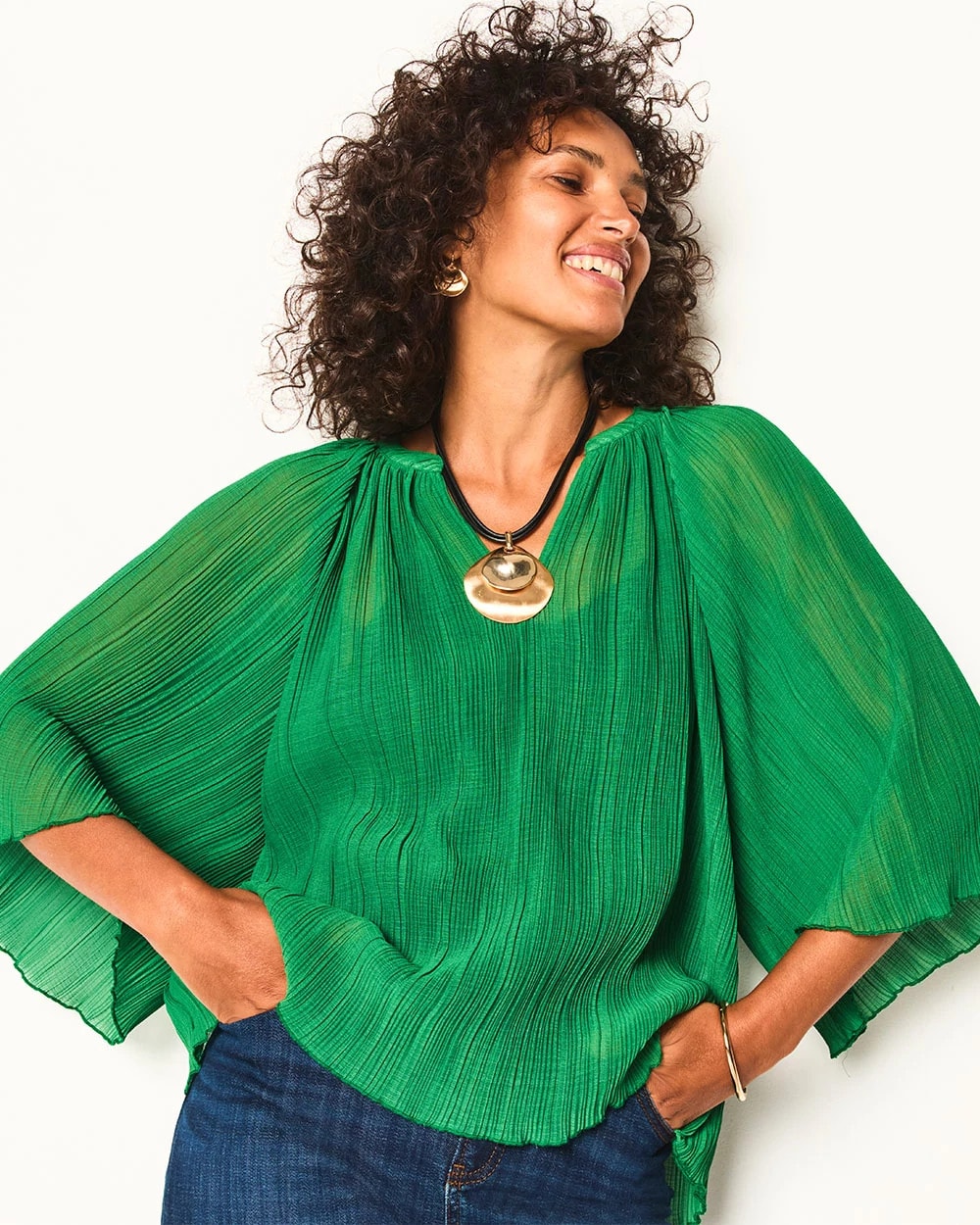 Textured Pleated Chiffon Blouse