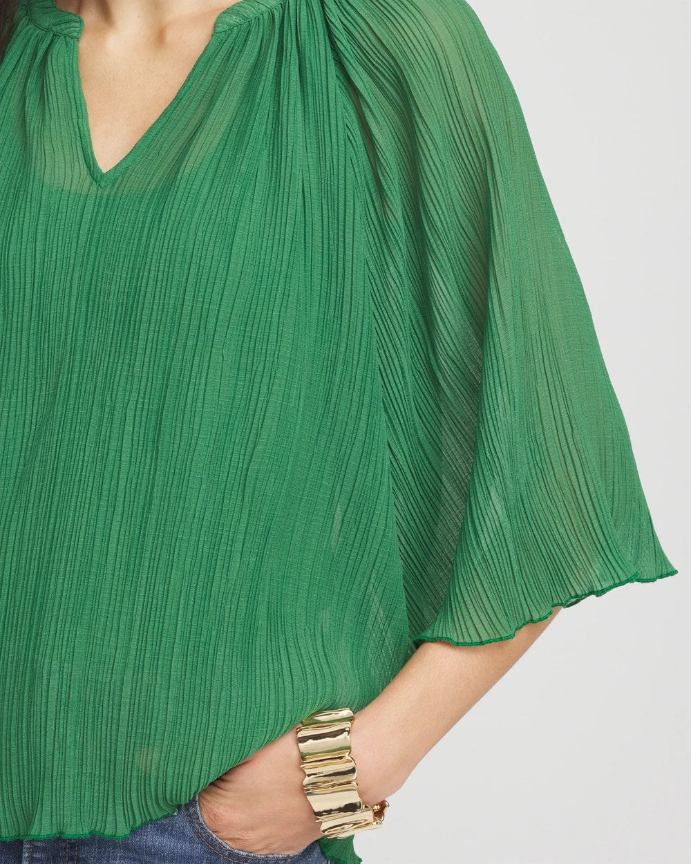 Textured Pleated Chiffon Blouse