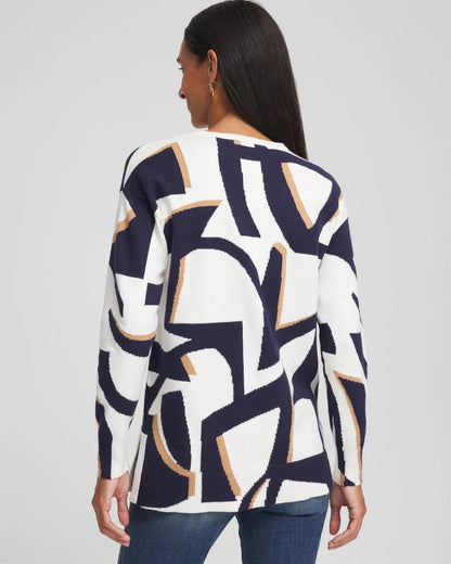 Geo Intarsia V-Neck Tunic