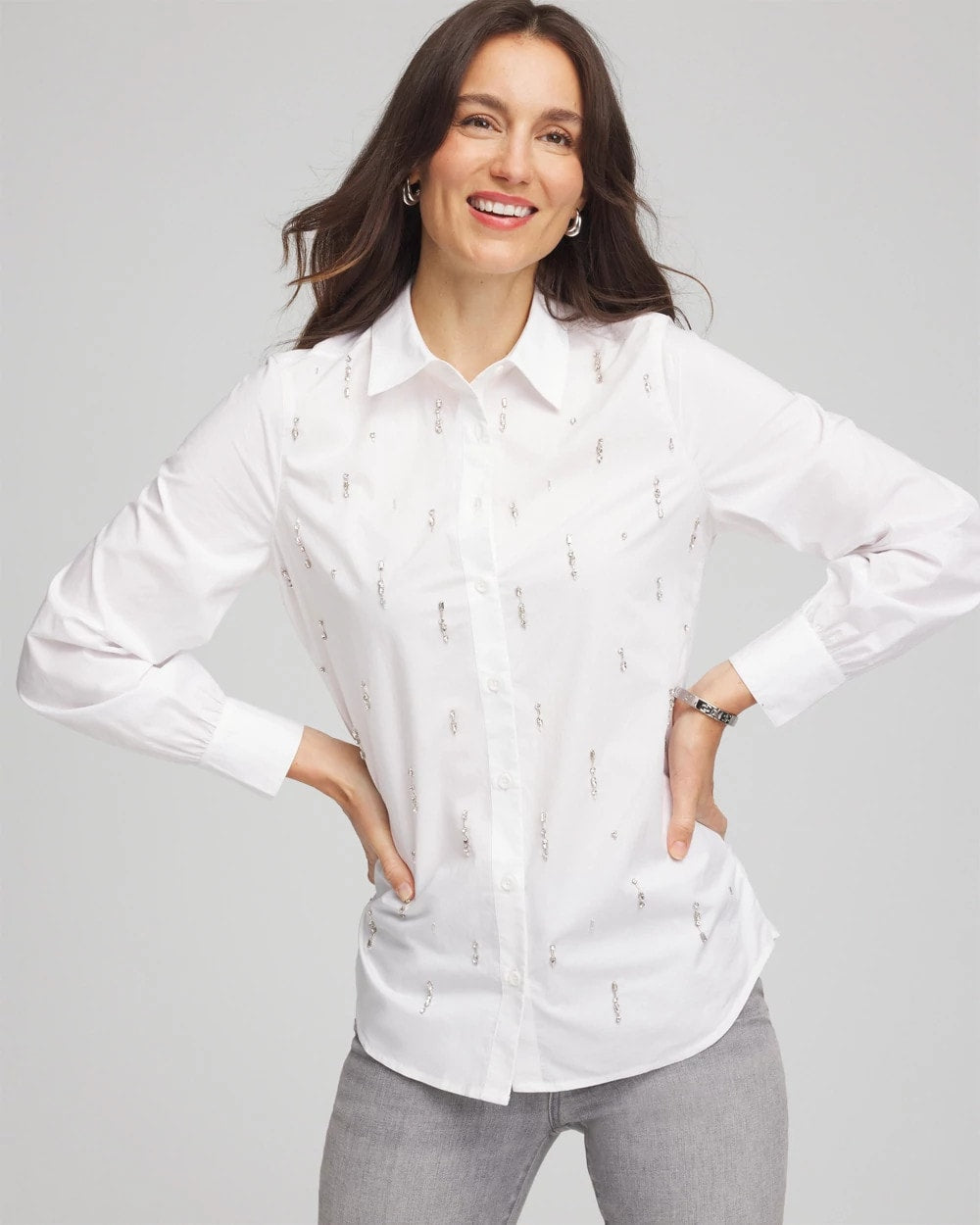 Jeweled Poplin Shirt