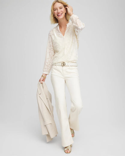 Cream Burnout Pullover Blouse