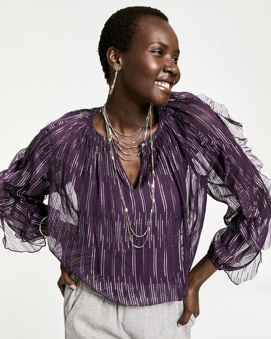 Georgette Ruffle Sleeve Blouse