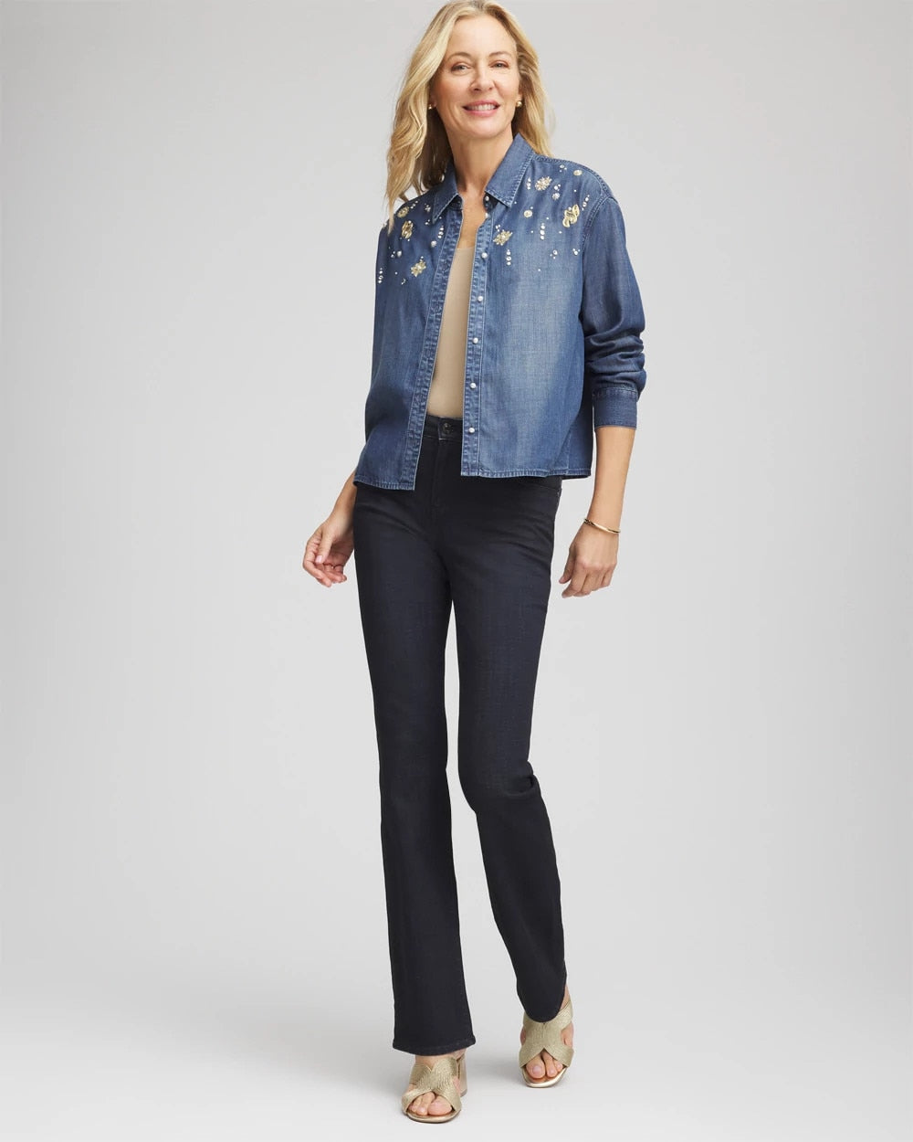 Embellished Tencel Collar Shirt