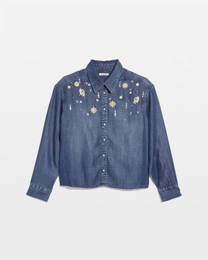 Embellished Tencel Collar Shirt