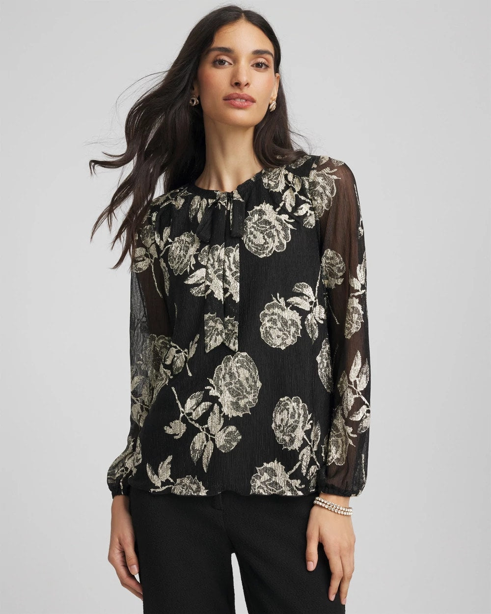 Floral Metallic Bodre Top