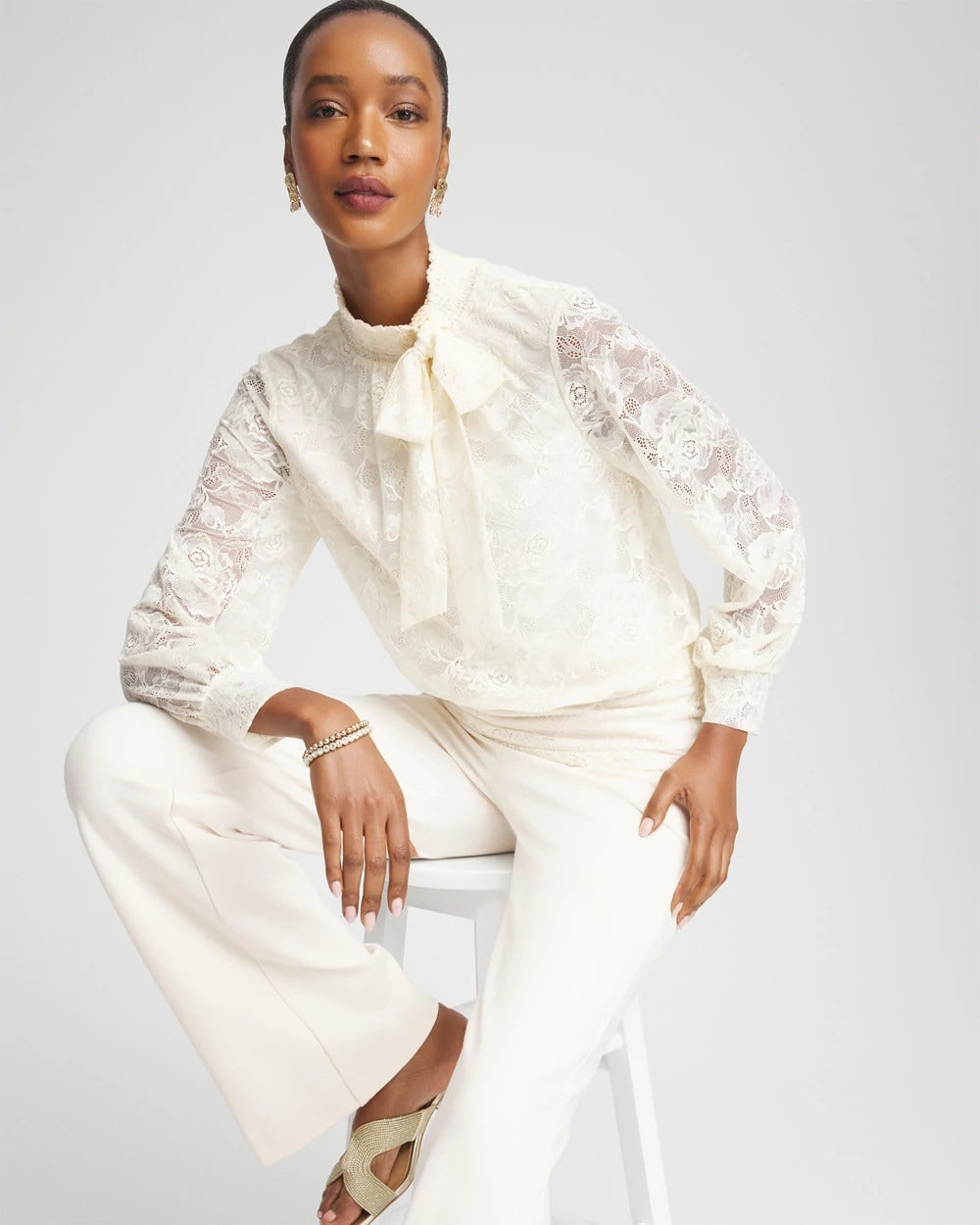 Tie-Neck Banded-Bottom Top