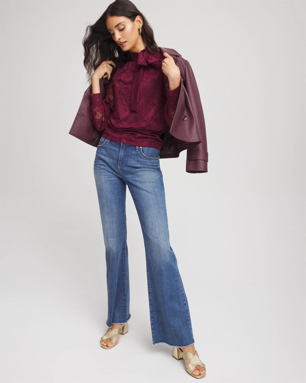 Tie-Neck Banded-Bottom Top