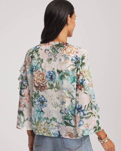 Georgette Ruffled V-Neck Blouse
