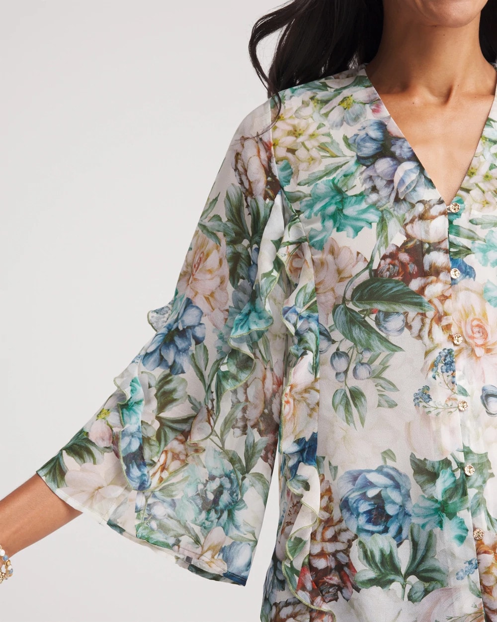 Georgette Ruffled V-Neck Blouse