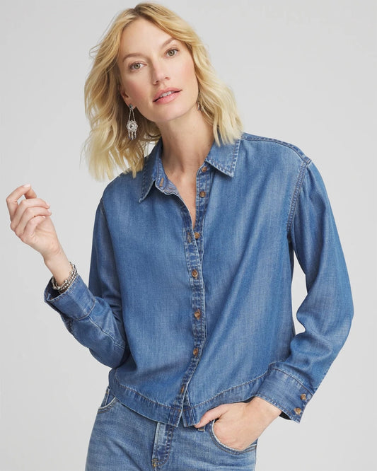 Tencel™ Cropped Denim Shirt