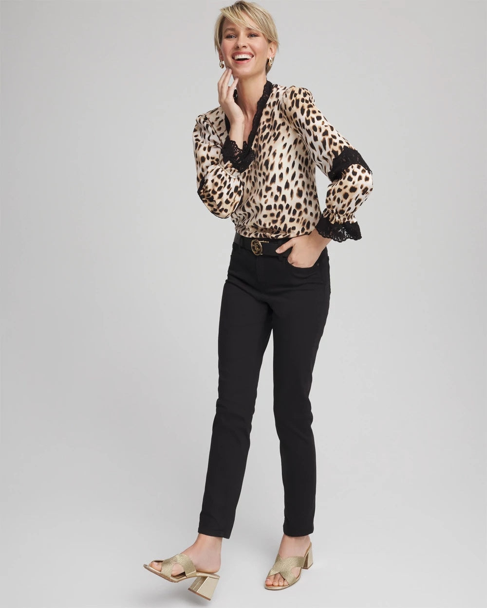 Animal Print Long-Sleeved Top