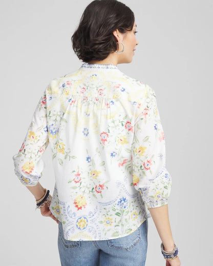 Floral Billow-Sleeve Blouse