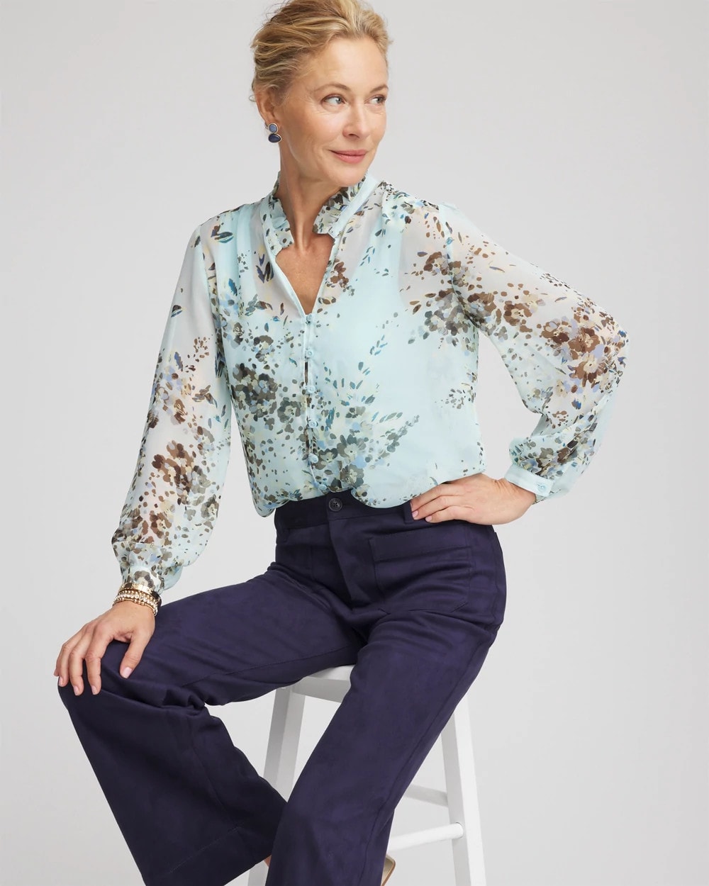 Floral Georgette Peasant Blouse