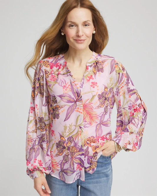Floral Georgette Pintuck Blouse
